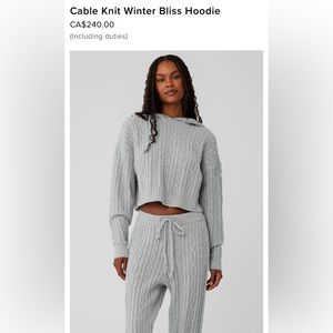 ALO Cable Knit Winter Bliss hoodie & pant set. Size XS.
